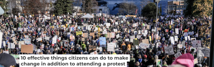 A crowd gathered for a “No Kings” protest on October 18, 2025 in Anchorage, Alaska. Hasan Akbas/Anadolu via Getty Images